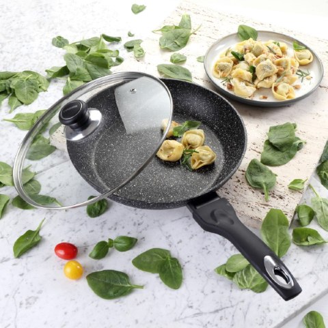 Patelnia marmurowa z pokrywką 26cm na gaz INDUKCJA nieprzywierająca TIROSS TS-1255P