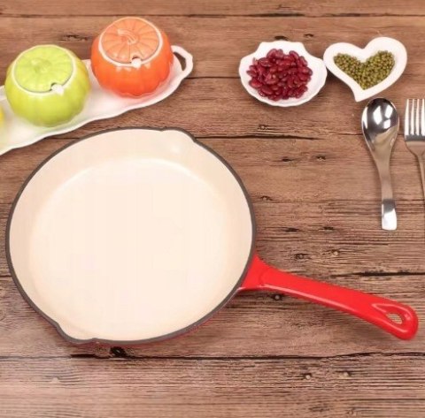 Patelnia żeliwna emaliowana Czerwona 16cm KRISBERG KS-7704