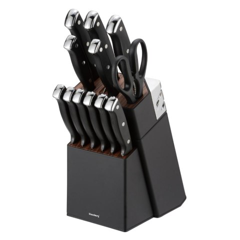 Zestaw noży 13 el. z ostrzałką i stojakiem, stal nierdzewna, KLAUSBERG KB-7985
