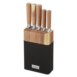 Zestaw noży 6 el. z blokiem akacjowym, stal nierdzewna, KLAUSBERG KB-7981
