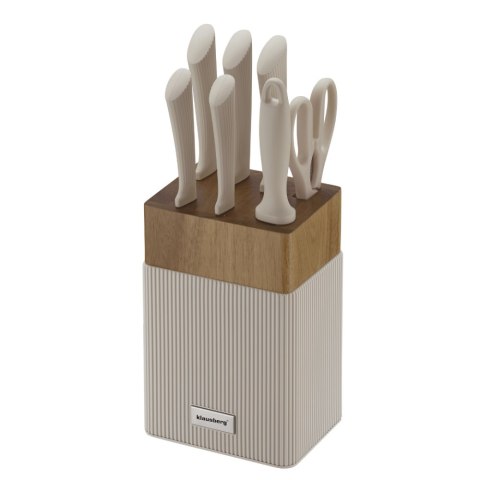 Zestaw noży 8 el. z blokiem akacjowym, stal nierdzewna, KLAUSBERG KB-7984