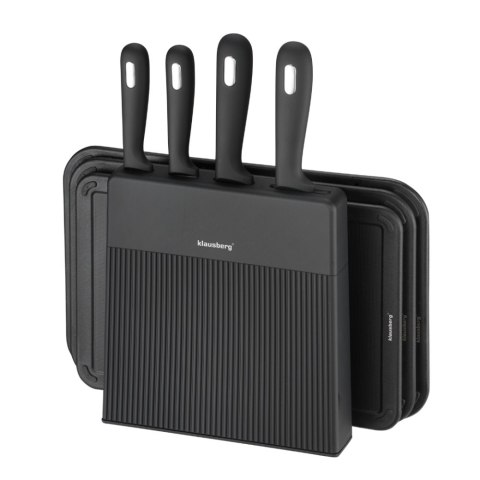 Zestaw noży i desek 8 el. z organizerem, czarny, stal nierdzewna, KLAUSBERG KB-7980