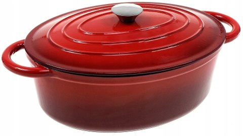 Brytfanka żeliwna emaliowana Czerwona 33cm 6.4L brytfanna KRISBERG KS-7712