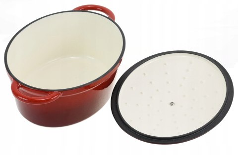 Brytfanka żeliwna emaliowana Czerwona 33cm 6.4L brytfanna KRISBERG KS-7712