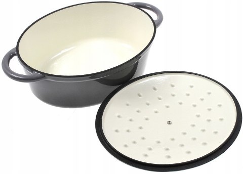 Brytfanka żeliwna emaliowana Szara 27cm 4L brytfanna KRISBERG KS-7722