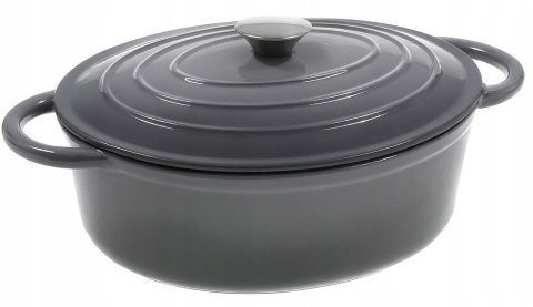 Brytfanka żeliwna emaliowana Szara 33cm 6.4L brytfanna KRISBERG KS-7723