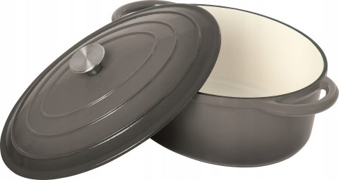 Brytfanka żeliwna emaliowana Szara 33cm 6.4L brytfanna KRISBERG KS-7723