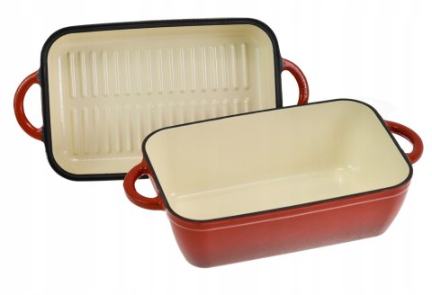 Brytfanna żeliwna emaliowana 2w1 3.8L+2.3L Czerwona KRISBERG KS-7714