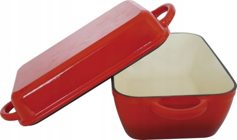 Brytfanna żeliwna emaliowana 2w1 3.8L+2.3L Czerwona KRISBERG KS-7714