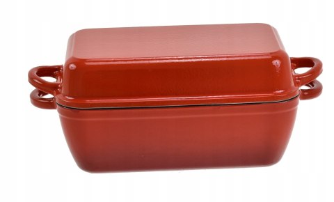 Brytfanna żeliwna emaliowana 2w1 3.8L+2.3L Czerwona KRISBERG KS-7714