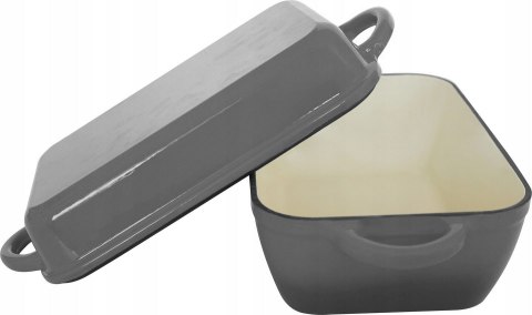 Brytfanna żeliwna emaliowana 2w1 3.8L+2.3L Szara KRISBERG KS-7725