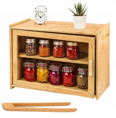 Chlebak Bambusowy dwupoziomowy 2-Piętrowy pojemnik na chleb szafka KRISBERG KS-7726