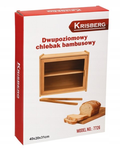 Chlebak Bambusowy dwupoziomowy 2-Piętrowy pojemnik na chleb szafka KRISBERG KS-7726