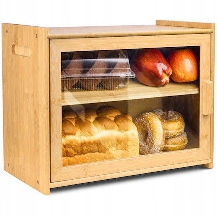 Chlebak Bambusowy dwupoziomowy 2-Piętrowy pojemnik na chleb szafka KRISBERG KS-7726