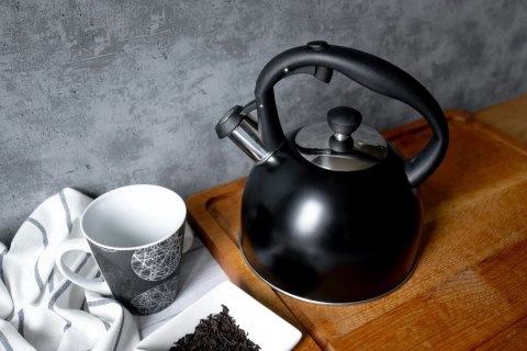 Czajnik na gaz i indukcję 2.5 L stalowy z gwizdkiem czarny BRUNBESTE BB-1336