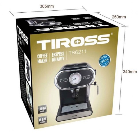 Ekspres do kawy 1100W, Ciśnieniowy, 15 bar , TIROSS TS-6211
