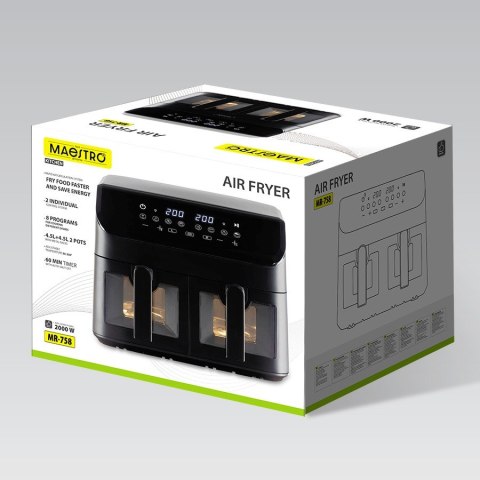 Frytownica beztłuszczowa dwukomorowa frytkownica 2000W 2 x 4.5L MAESTRO MR-758