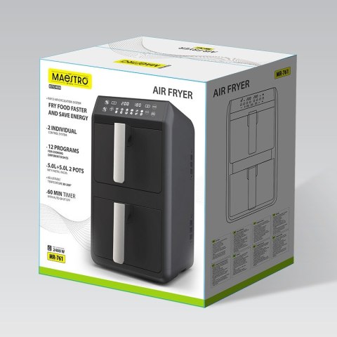 Frytownica beztłuszczowa dwukomorowa frytkownica pionowa 2400W 5 + 5L MAESTRO MR-761