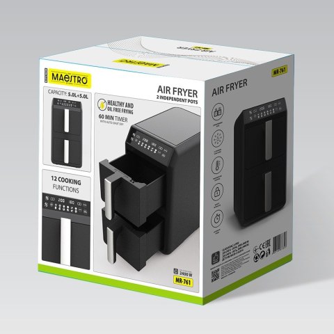Frytownica beztłuszczowa dwukomorowa frytkownica pionowa 2400W 5 + 5L MAESTRO MR-761