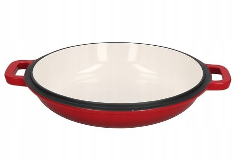 Garnek 2w1 żeliwny emaliowany 26cm 4.8L+1.2L Czerwony KRISBERG KS-7713