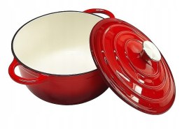 Garnek żeliwny emaliowany 24cm 4.2L Czerwony KRISBERG KS-7708