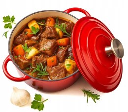 Garnek żeliwny emaliowany 24cm 4.2L Czerwony KRISBERG KS-7708