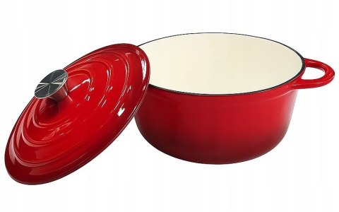Garnek żeliwny emaliowany 24cm 4.2L Czerwony KRISBERG KS-7708