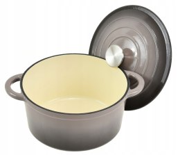 Garnek żeliwny emaliowany 24cm 4.2L Szary KRISBERG KS-7719