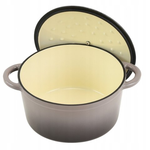 Garnek żeliwny emaliowany 24cm 4.2L Szary KRISBERG KS-7719