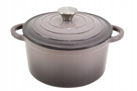 Garnek żeliwny emaliowany 24cm 4.2L Szary KRISBERG KS-7719