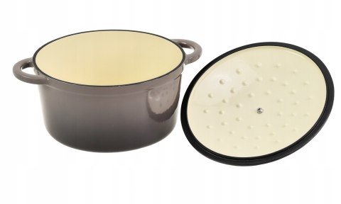Garnek żeliwny emaliowany 24cm 4.2L Szary KRISBERG KS-7719