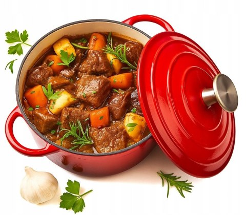 Garnek żeliwny emaliowany 26cm 4.8L Czerwony KRISBERG KS-7709