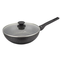 Patelnia Wok marmurowa 28cm, nieprzywierająca, indukcja, z pokrywką, czarna KLAUSBERG KB-7990