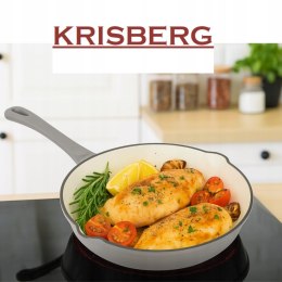 Patelnia żeliwna emaliowana Szara 25cm KRISBERG KS-7717