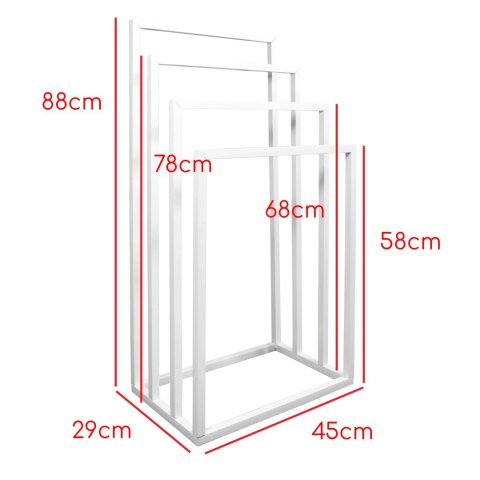 Wieszak wolnostojący na ręczniki łazienkowe kąpielowe 45x29x88cm biały BRUNBESTE BB-3926