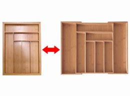 Wkład organizer do szuflady na sztućce rozsuwany 31.5-52x31x5cm BRĄZOWY KRISBERG KS-7746