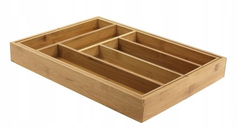 Wkład organizer do szuflady na sztućce rozsuwany 31.5-52x31x5cm BRĄZOWY KRISBERG KS-7746