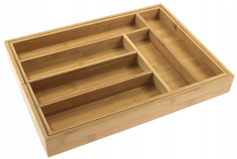 Wkład organizer do szuflady na sztućce rozsuwany 31.5-52x31x5cm BRĄZOWY KRISBERG KS-7746