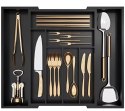 Wkład organizer do szuflady na sztućce rozsuwany 31.5-52x43x5cm CZARNY KRISBERG KS-7730