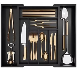 Wkład organizer do szuflady na sztućce rozsuwany 31.5-52x43x5cm CZARNY KRISBERG KS-7730
