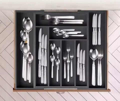 Wkład organizer do szuflady na sztućce rozsuwany 31.5-52x43x5cm CZARNY KRISBERG KS-7730