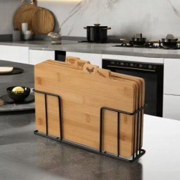 Zestaw 4 Desek bambusowych do Krojenia na stojaku 28x20cm KRISBERG KS-7729