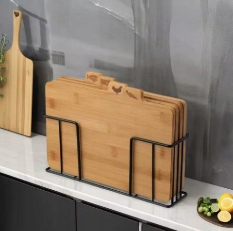 Zestaw 4 Desek bambusowych do Krojenia na stojaku 28x20cm KRISBERG KS-7729