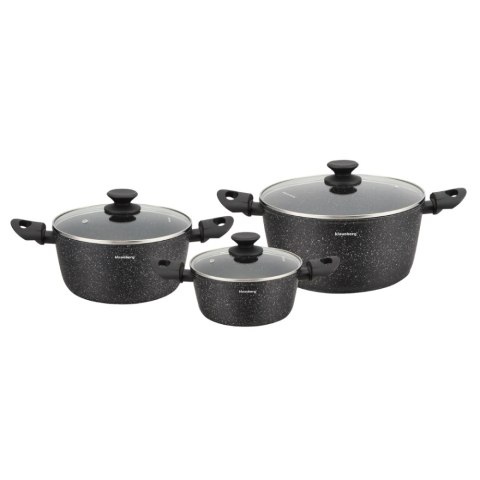 Zestaw garnków marmurowych 3-częściowy 6 ele. nieprzywierające, indukcja, gaz , KLAUSBERG KB-7960