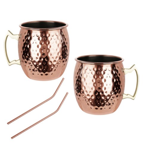 Zestaw kubków Moscow Mule, 2×500 ml, ze słomką KINGHOFF KH-2000