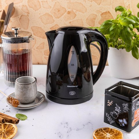 Czajnik elektryczny 1,2 L, czarny, szybkie gotowanie, KLAUSBERG KB-9001