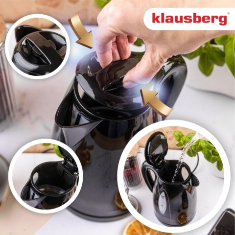Czajnik elektryczny 1,2 L, czarny, szybkie gotowanie, KLAUSBERG KB-9001
