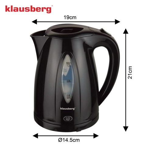 Czajnik elektryczny 1,2 L, czarny, szybkie gotowanie, KLAUSBERG KB-9001