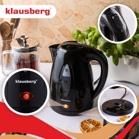 Czajnik elektryczny 1,2 L, czarny, szybkie gotowanie, KLAUSBERG KB-9001