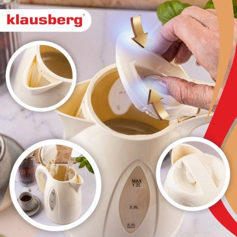 Czajnik elektryczny 1,2 L, kremowy, LED, szybkie gotowanie, KLAUSBERG KB-9002
